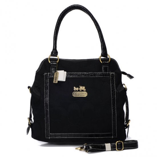 Coach Logo In Signature Medium Black Satchels BJB